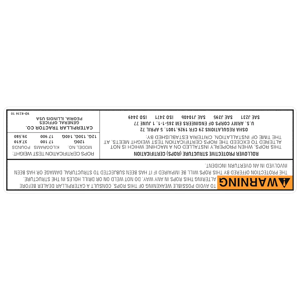 9D-8236: ПЛАСТИНА КОНСТРУКЦИИ ROPS 9D8236 купить